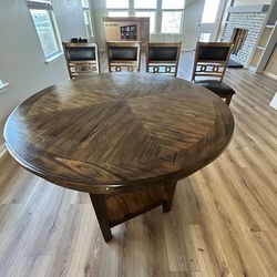 Solid Wood Counter Height Dining Set – Table + 4 Chairs