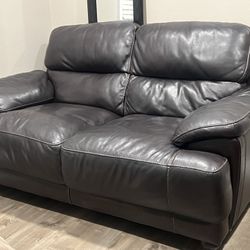 Small Dark Brown Leather Couch 