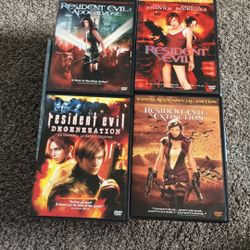 Resident Evil, Resident Evil Apocalypse, Resident Evil Extinction And Resident Evil Degeneration DVDs