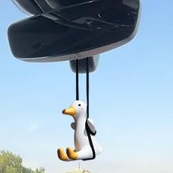Cute Swinging Duck Car Vehicle Rearview Mirror Hanging Ornament Decorations Interior Accessories