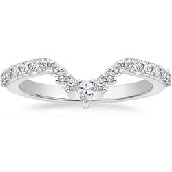 Wedding Bands for Women Pear & Round Shaped Stackable Cubic Zirconia Half Eternity CZ Curved Engagement Rings for Her Size 6.5