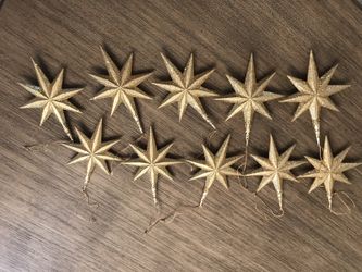 10 Gold Bethlehem Star Ornaments