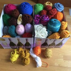 Huge Lot 28+ Skeins and Partial Skeins Acrylic Yarn