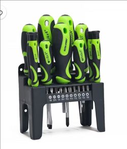"NEW!" ULTRA STEEL 21pc Screwdriver and Bit Set with Plastic Storage Rack, 6 Screwdrivers, 10 Bits, 4 Precision Screwdrivers, Bit Holder