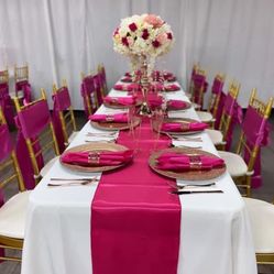 Chair Sashes  60 Centavos Y Table Runner $1.25  Fushia O Hot Pink 