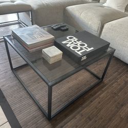 Coffee Table - Black Glass  - Modern Minimalist