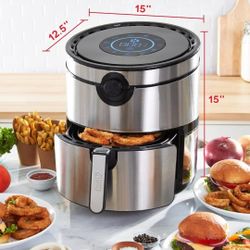 Dash DFAF600GBSS01 AirCrisp Pro Electric Air Fryer + Oven Cooker with Digital Display + 8 Presets, Temperature Control, Non Stick Fry Basket, Recipe G