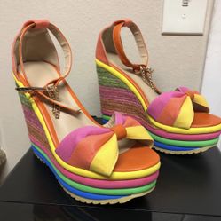 Rainbow Wedge Platform Sandals 