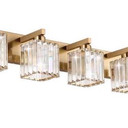  Bathroom Vanity Light Brass Crystal Vanity Lighting Fixtures 6 Light Modern Bathroom Lighting Fixtures (Exclude Bulb)