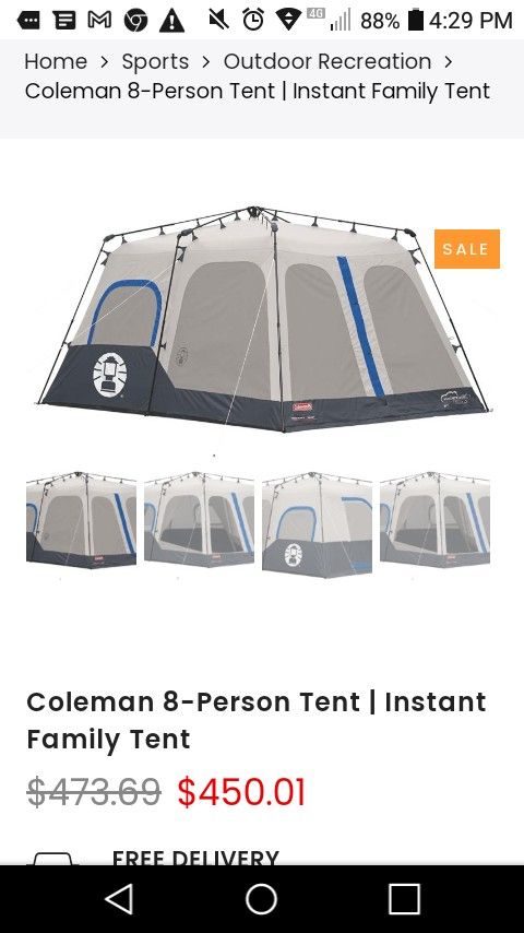 Coleman instant family tent 14×10 never been out of the pack