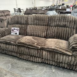 CHOCOLATE TEDDY BEAR FLUFFY CORDUROY RECLINER SET