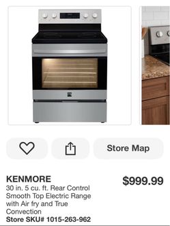 KENMORE 30 in. 5 cu. ft. Rear Control Smooth Top Electric Range with Air fry and True Convection