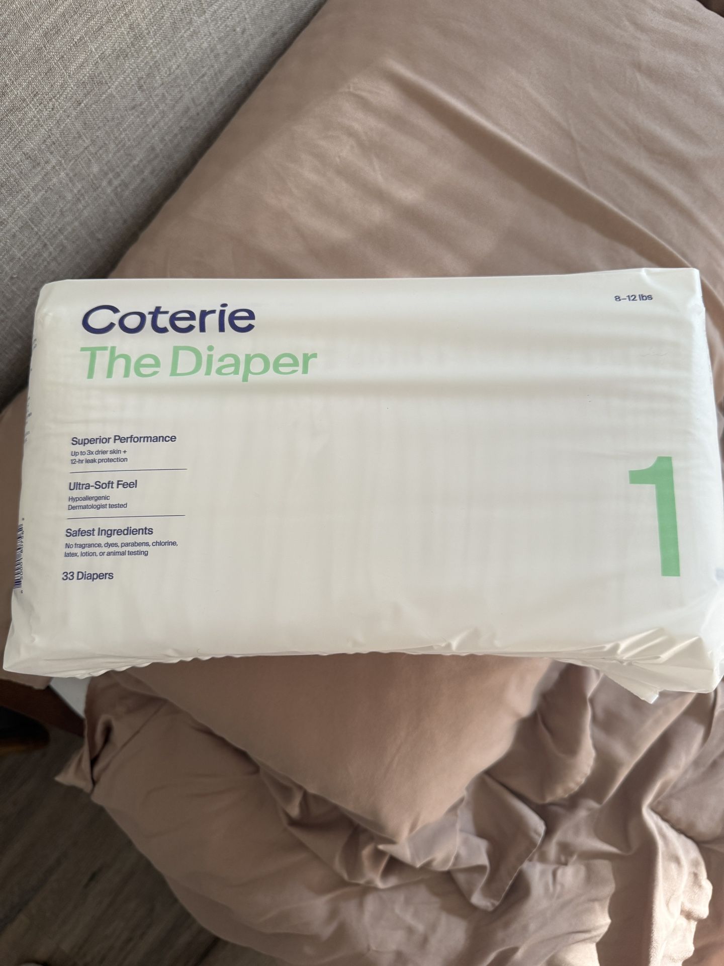 Coterie Diapers Size 1 (8 lb - 12 lb) 15 packs total