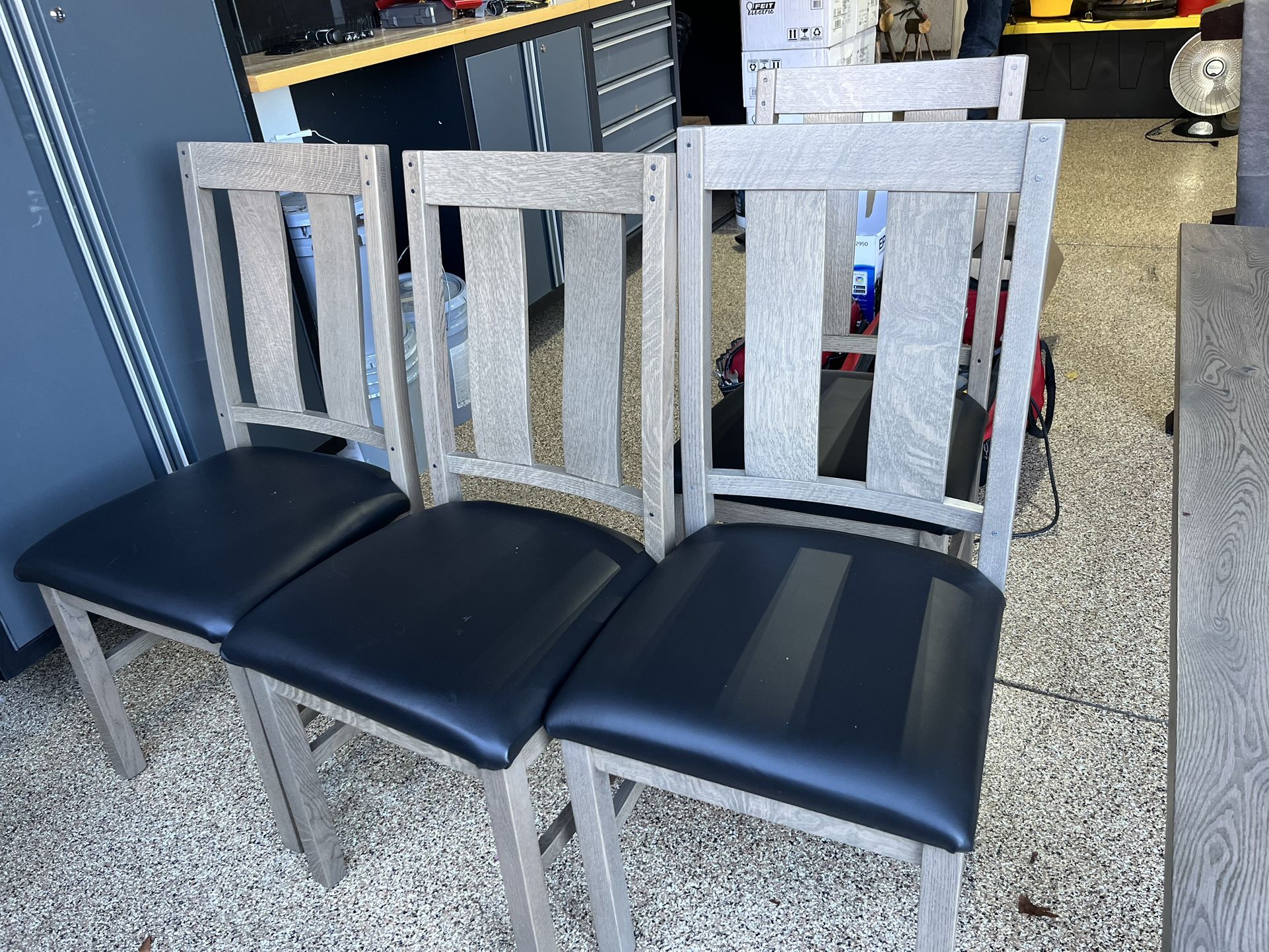 Table, 2 Benches, 4 Chairs 