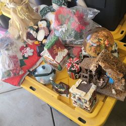 Holiday Christmas Items Mixed Lot Snow Globe, Nativity, Calendar & More