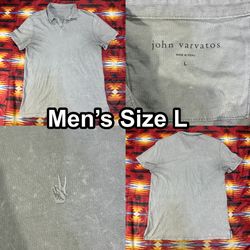 John Varvatos Polo Shirt Men’s Size Large Gray Acid Wash Cotton Peace Logo
