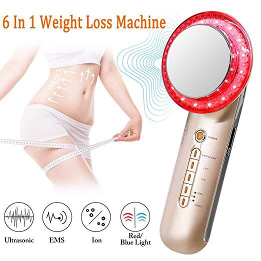 New Weight Loss Machine for Stomach EMS Massager 6 in 1 Fat Remover Machine with Sonic Ion Blue Red Light Multifunction Home Use Skin Care Beauty Dev