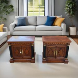 Beatiful Antique 1990’s Stanley Furniture British Empire Traditional 28" Cabinet Nightstands