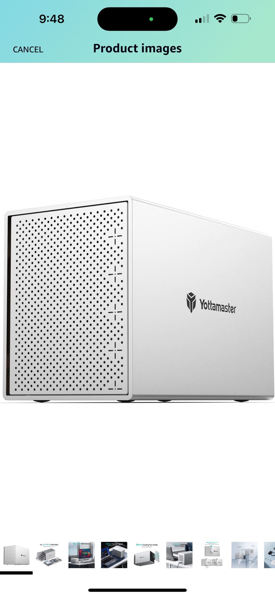 Yottamaster 5 Bay 2.5 & 3.5 Inch SATA Hard Drive Enclosure, 6Gbps USB C HDD/SSD Enclosure with Fan, Up to 80TB(5x16TB) Direct Attached Storage (DAS) f