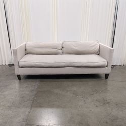 West Elm Off-White Fabric Bench Cushion Sofa