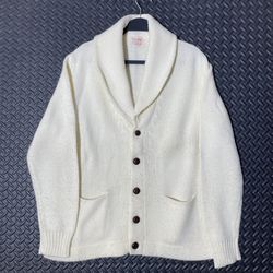 Vintage Thane Beige Crème Fisherman Shawl Collar Cardigan Sweater Women’s Sz XL