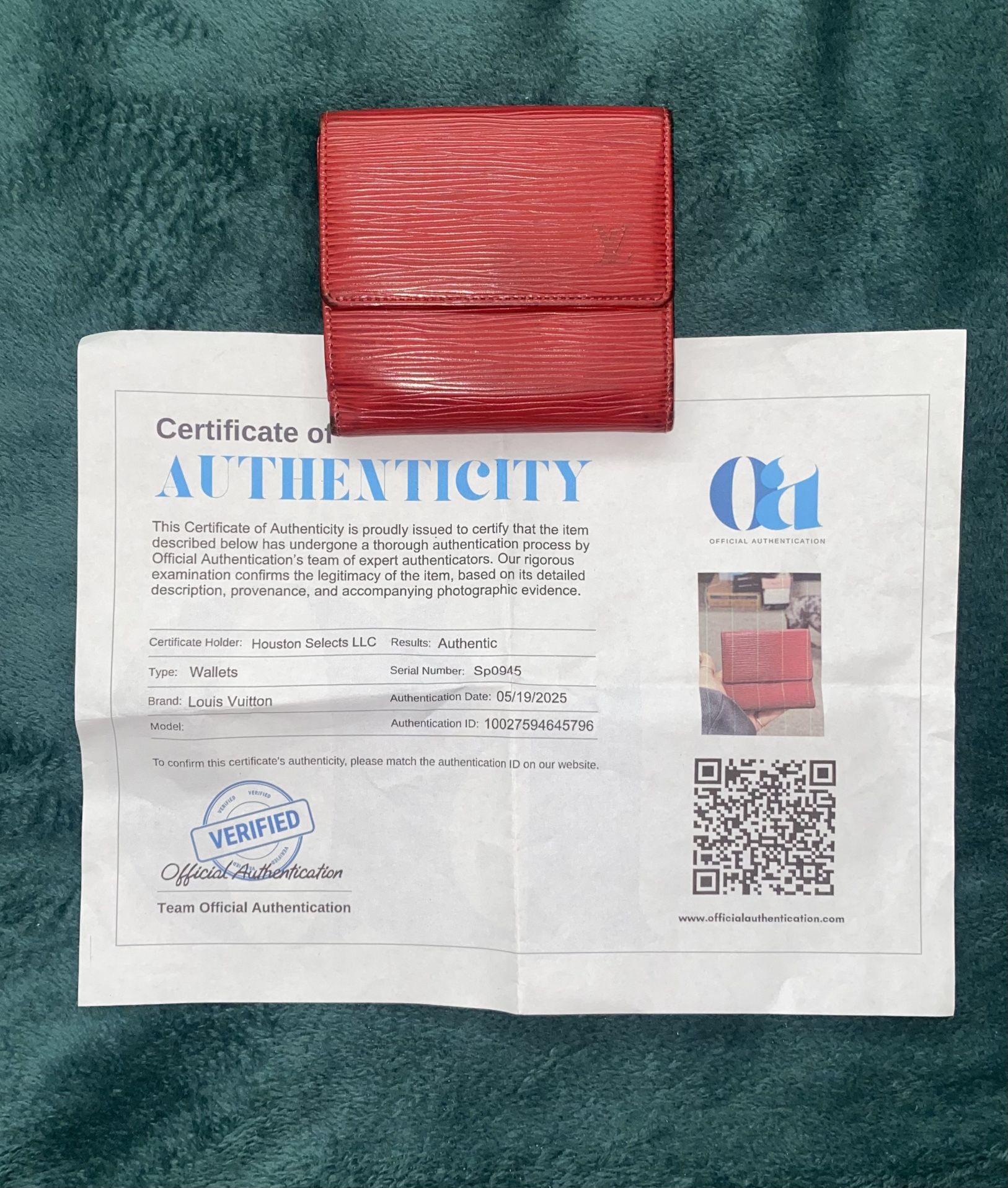 Pre-owned LOUIS VUITTON Red Epi Leather Small Snap Wallet