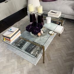 WEST ELM Mid-Century Art Display Marble Coffee Table