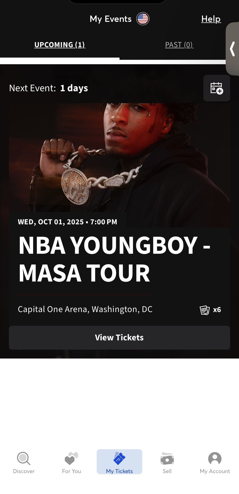 Washington D.C Youngboy Tickets NEGOTIONABLE