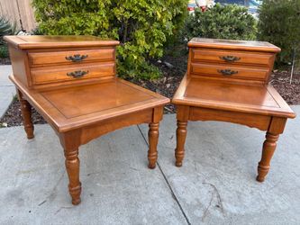 Mid Century Modern Solid Wood Antique Dresser Nightstand End Table Furniture Set