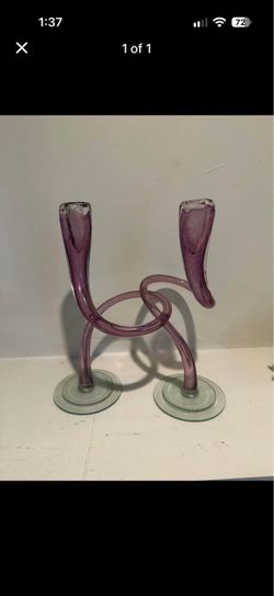 Art Glass Double Candlestick Holder