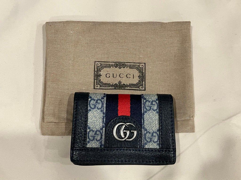 Gucci Blue Ophidia GG Card Case Wallet 