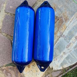 Two Blue Polyform F-02 Twin-Eye Boat Fenders