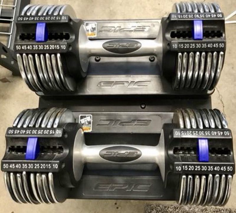 EPIC Power Set Dumbbells SpaceSaver Weights. textorcall9^0*9•3,6.3~5’6”8*1, Dumbell, barbell, lbs, Fitness, crossFit, Golds Gym, Olympic, standard,