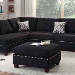 New Black Or Gray Sectional And Ottoman Sofa Couch 