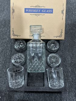 Diamond Design - Brand New Whisky Whiskey Decanter And 6 Whisky Glasses Bar Set For Liquor Scotch Bourbon Wine - Brand New
