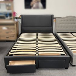 Brand New King Size Black Leather Storage Bed Frame (New In Box) 