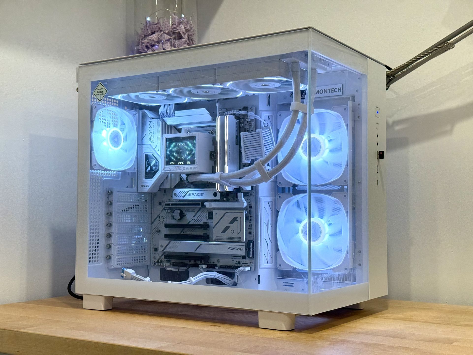 9800x3D 32GB 2TB White Gaming PC Water Cooled ARGB NO GPU