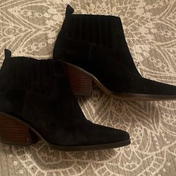 Franco Sarto Black Suede Ankle Boots 