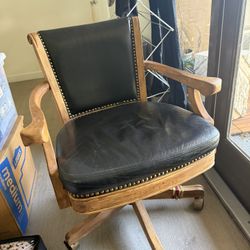 Wood Leather Desk Chair 