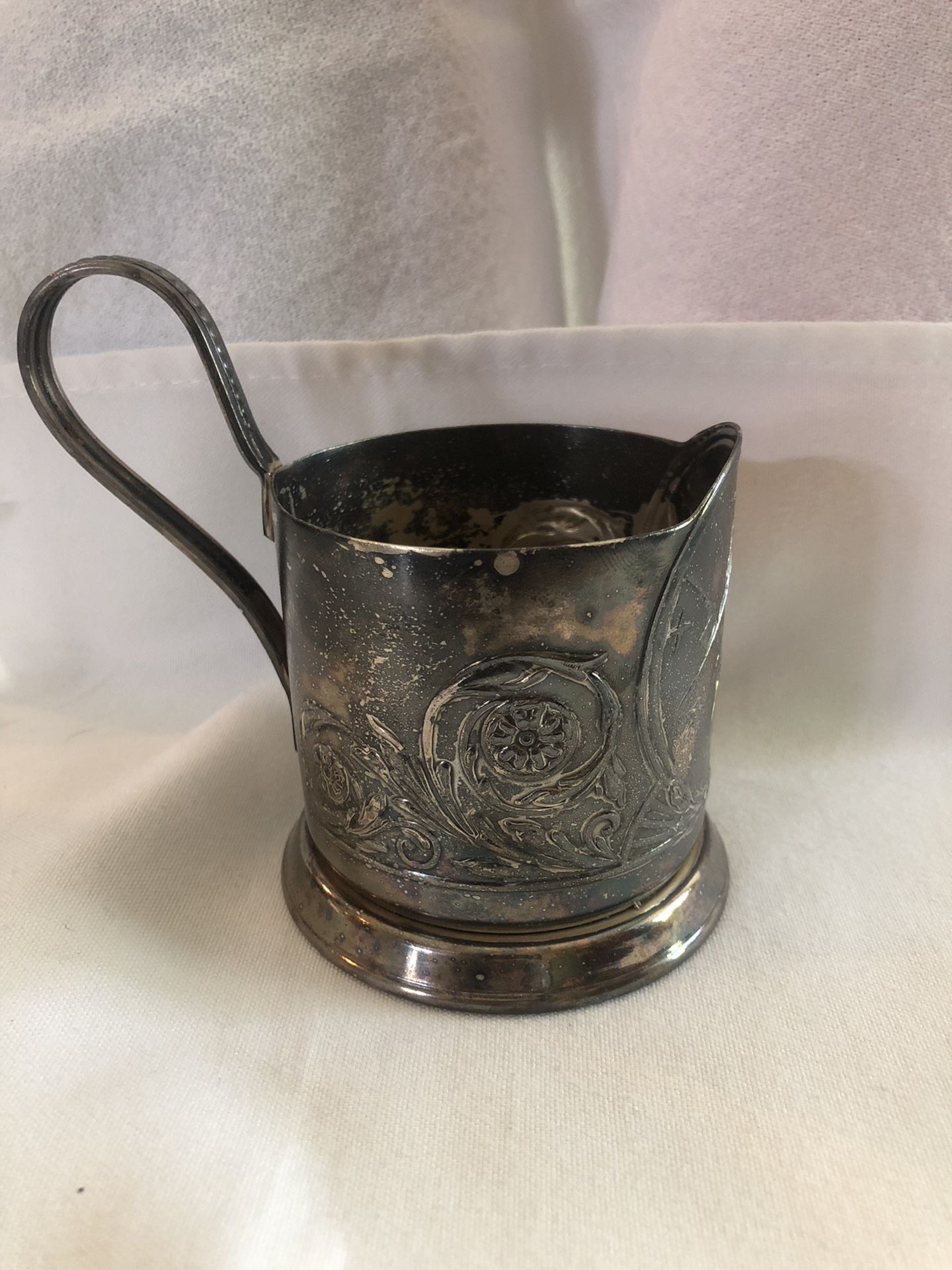 Vintage Soviet Sputnik Silver Tea Cup Holder