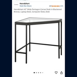 Corner Table Desk Black Metal And Glass