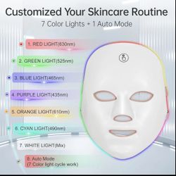 New / LED Light Therapy Mask, 7-Color LED Mask Light Therapy, Facial Light Therapy Device, Red Light Therapy, Suitable For All Skin Types, Facial Skin