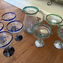 Pier, one imports, margarita pitcher and glasses