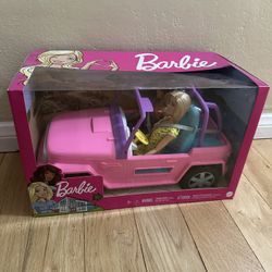 Barbie Jeep Pink Car With 2 Barbie Dolls