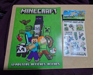 Minecraft poster book & sticker Bundle