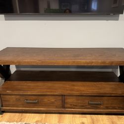 Wood & Metal Tv Console With Drawers