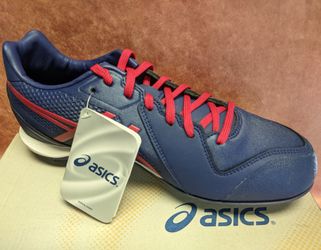 ASICS Base Burner Men's Baseball Cleats - Size 6 - Red & Blue - Brand New 