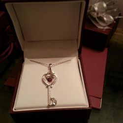 Ruby Key Heart Pendant 