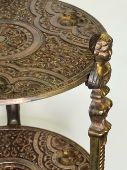 Antique Cherub Plant Stand | Victorian Art Nouveau Cast Metal Fern Stand