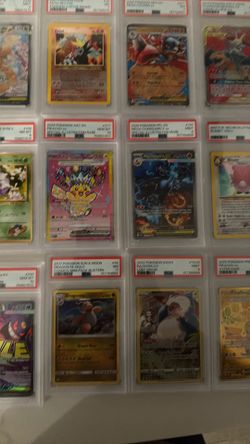 Pokemon psa slabs and more looking to sale at 92-93% the bigger cards and 89-90% the smaller cards